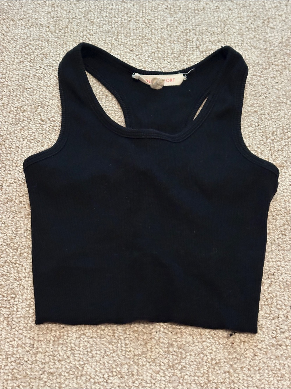SOLOW Black Ribbed Racerback Crop Tank